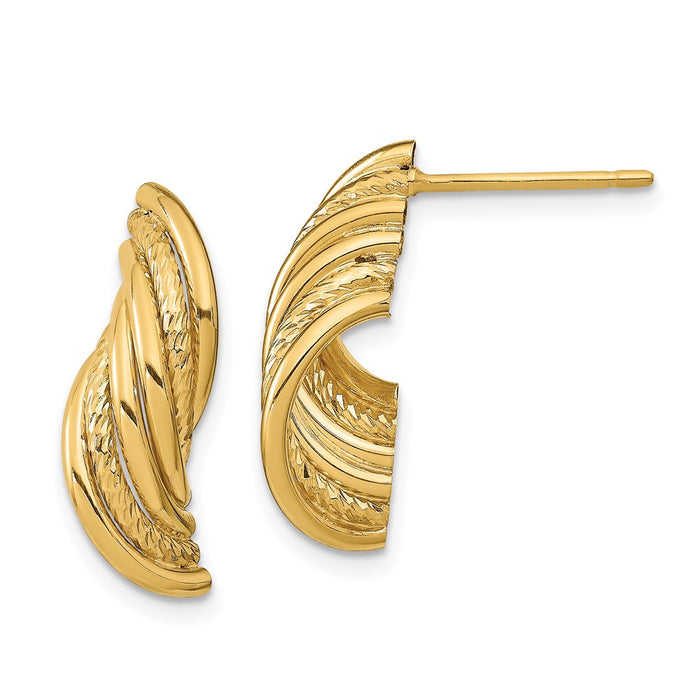 Shop 14K Gold Twisted Post Dangle Earrings - Stylish Diamond Cut Design-1