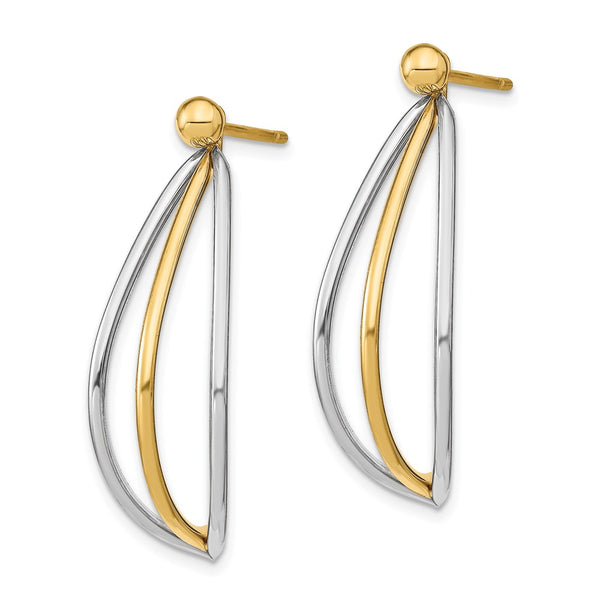14K White Gold Ball Stud Earrings with Dangle Jackets