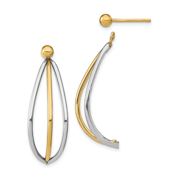 14K White Gold Ball Stud Earrings with Dangle Jackets