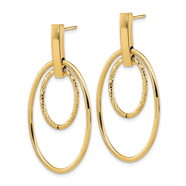 14K Polished Diamond-Cut Dangle Post Earrings
