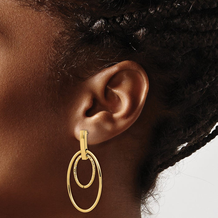 Shop Stylish 14K Polished Diamond-Cut Dangle Post Earrings - Luxury Design!-3