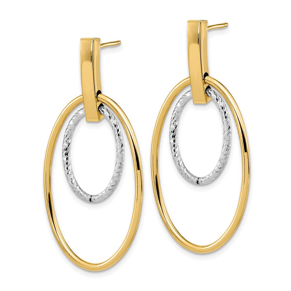 14K Two-Tone Polished Diamond-Cut Dangle Earrings - Style GR1-1011995