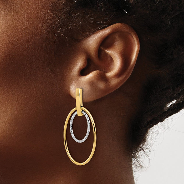 Shop Stylish 14K Two-Tone Polished Diamond-Cut Dangle Earrings - Luxury Value!-3