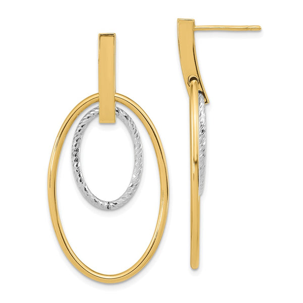 14K Two-Tone Polished Diamond-Cut Dangle Earrings - Style GR1-1011995