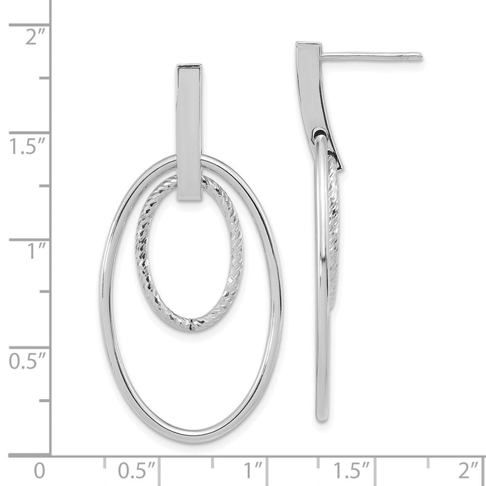 Buy Stylish 14K White Gold Polished Diamond-Cut Dangle Earrings - 1.5"-4
