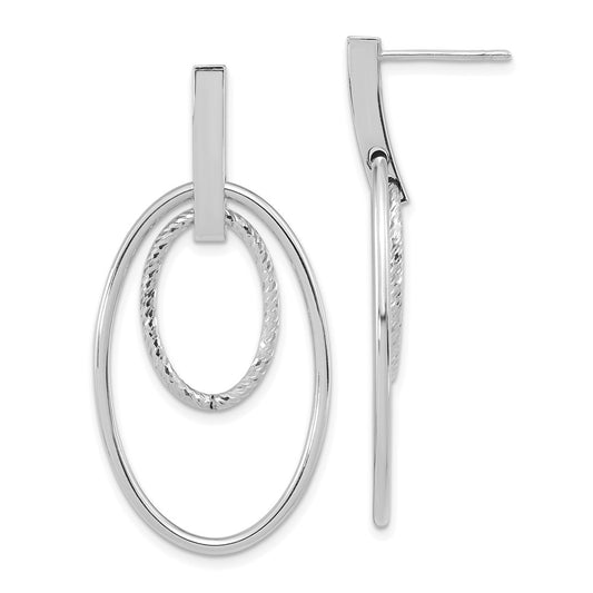 Buy Stylish 14K White Gold Polished Diamond-Cut Dangle Earrings - 1.5"