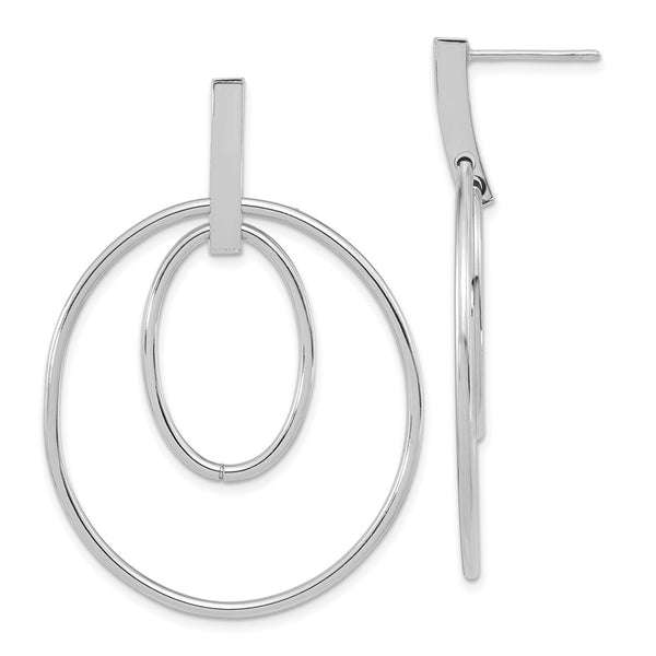 14K White Gold Polished Dangle Earrings