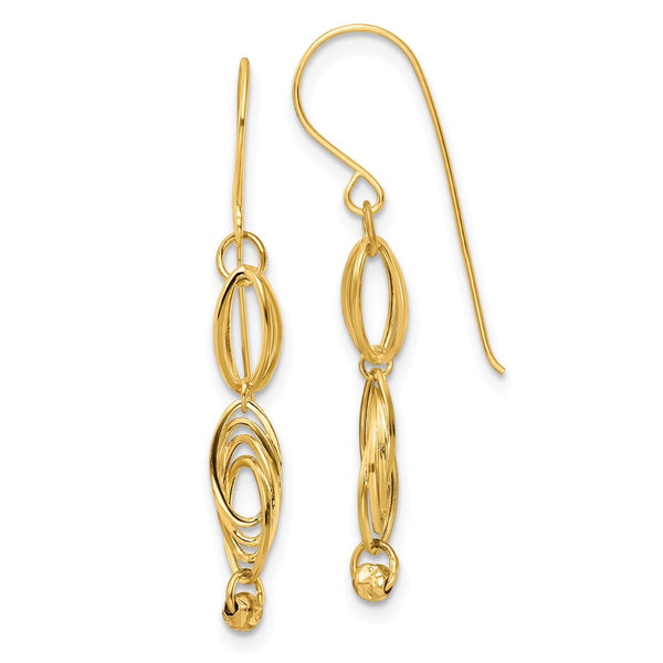 14K Gold Oval Link Drop Earrings