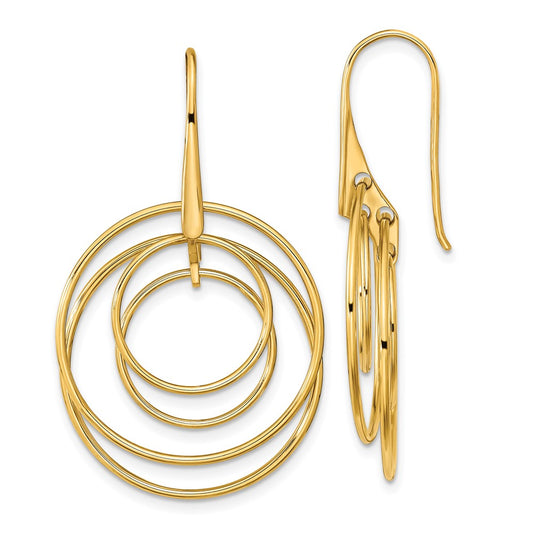 Buy 14K Gold Polished Circle Dangle Earrings - Stylish & Affordable Luxury
