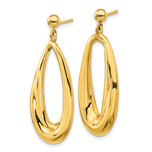 High-Quality 14K Gold Polished Hollow Oval Dangle Earrings - Stylish Value!