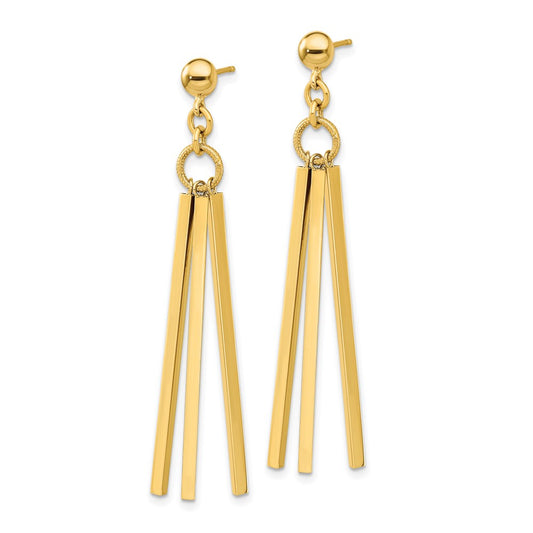 Shop Stylish 14K Gold Polished Triple Bar Drop Earrings - Exclusive Design