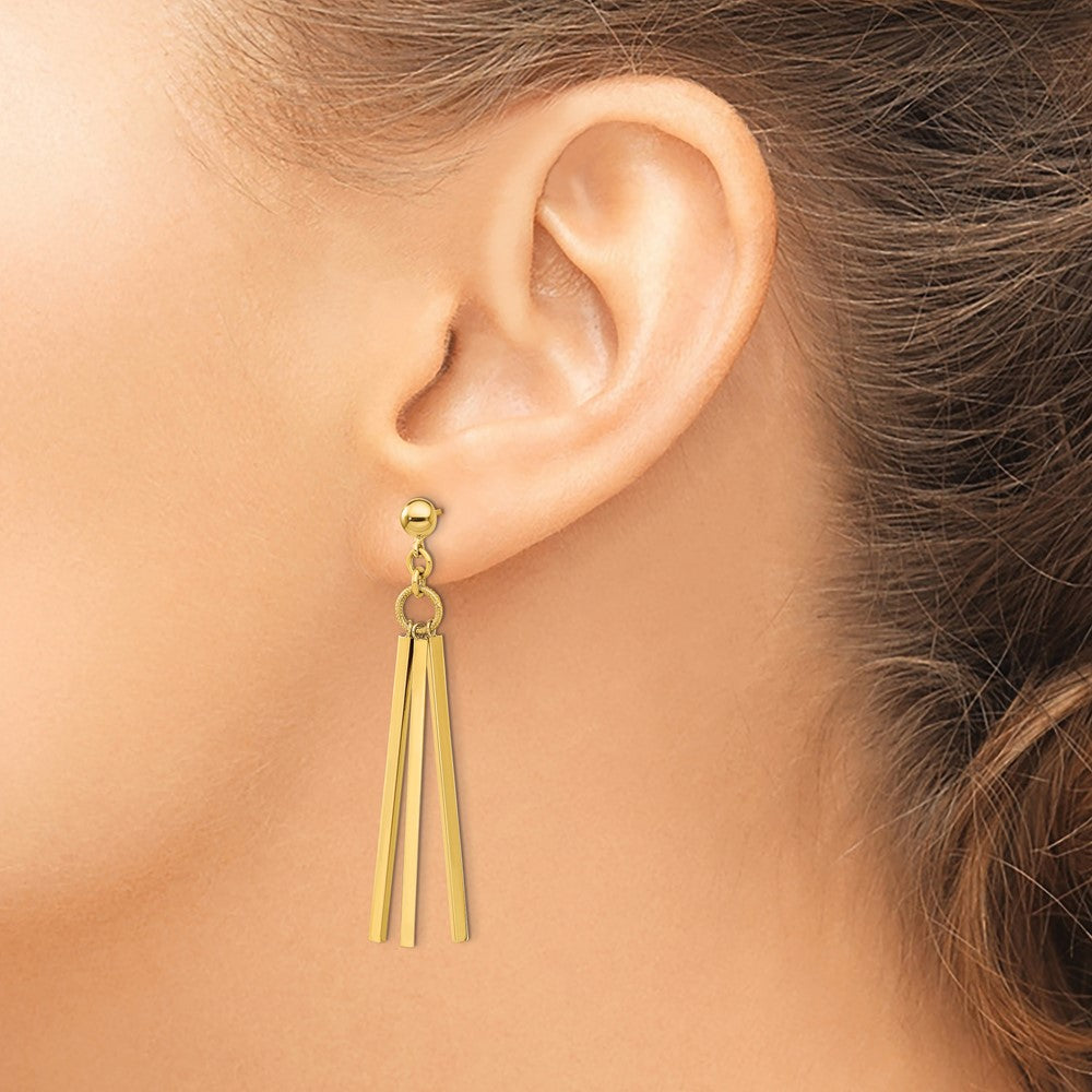 Shop Stylish 14K Gold Polished Triple Bar Drop Earrings - Exclusive Design