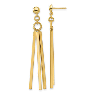 Shop Stylish 14K Gold Polished Triple Bar Drop Earrings - Exclusive Design