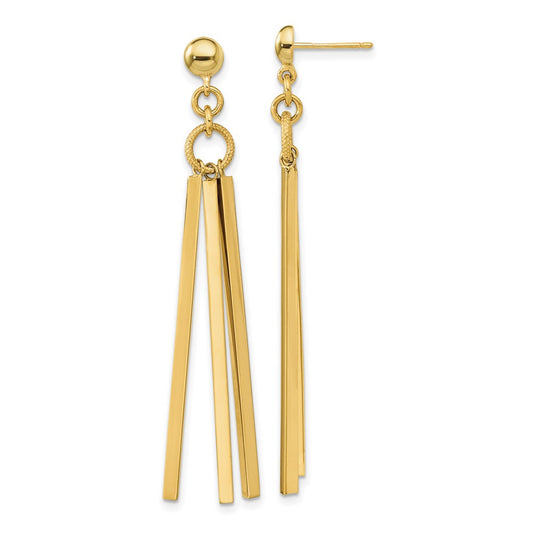 Shop Stylish 14K Gold Polished Triple Bar Drop Earrings - Exclusive Design