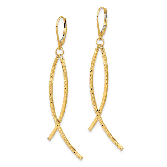Exclusive 14K Gold Polished Diamond-Cut Dangle Earrings - Stylish & Affordable