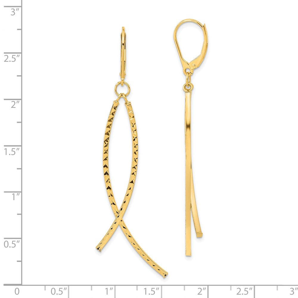 Exclusive 14K Gold Polished Diamond-Cut Dangle Earrings - Stylish & Affordable