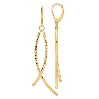 Exclusive 14K Gold Polished Diamond-Cut Dangle Earrings - Stylish & Affordable