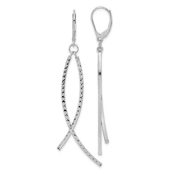 14K White Gold Diamond-Cut Dangle Earrings - Style GR1-1012029