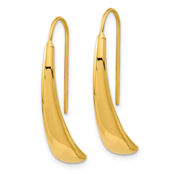 14K Gold Polished Hollow Wire Earrings - 0.85mm