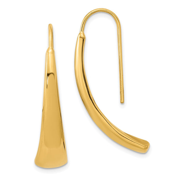 14K Gold Polished Hollow Wire Earrings - 0.85mm