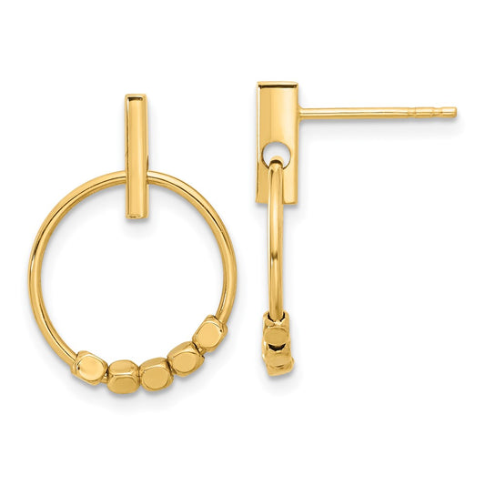 Shop Stylish 14K Gold Polished Circle Drop Earrings - Luxury Design, Lightweight