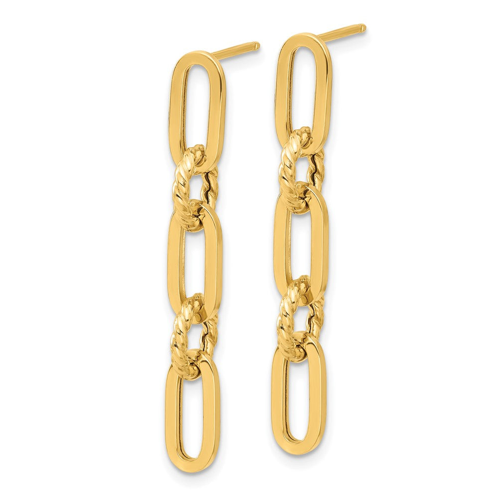 Buy Stylish 14K Gold Polished Chain Link Drop Earrings - Exclusive Value!
