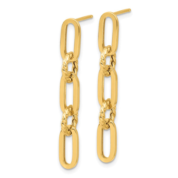 14K Gold Polished Chain Link Drop Earrings
