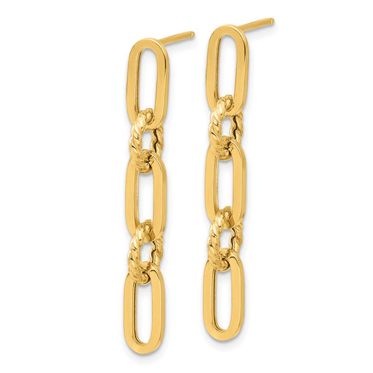Buy Stylish 14K Gold Polished Chain Link Drop Earrings - Exclusive Value!