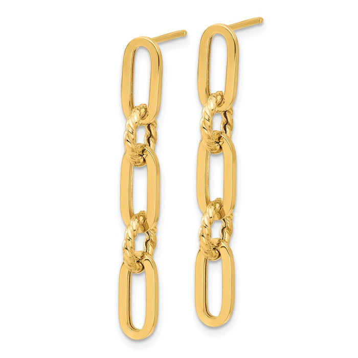 Buy Stylish 14K Gold Polished Chain Link Drop Earrings - Exclusive Value!-2