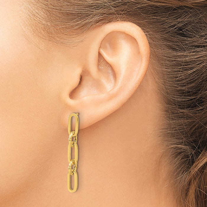 Buy Stylish 14K Gold Polished Chain Link Drop Earrings - Exclusive Value!-3