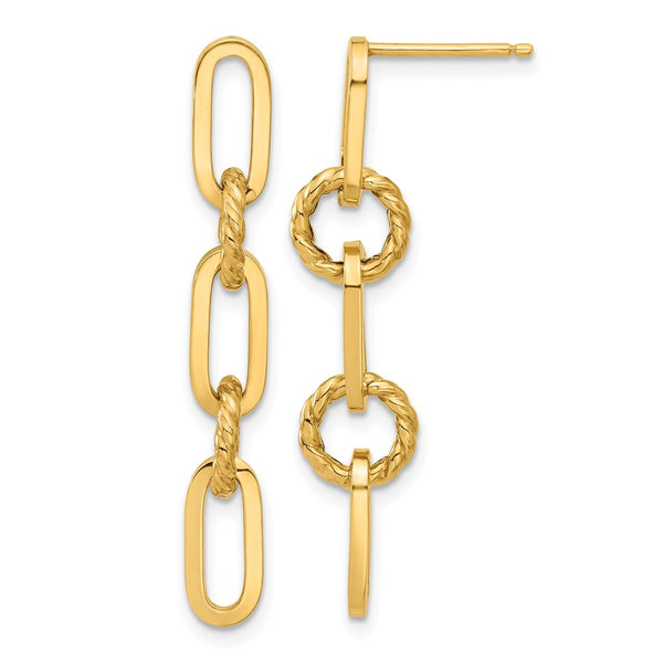 14K Gold Polished Chain Link Drop Earrings