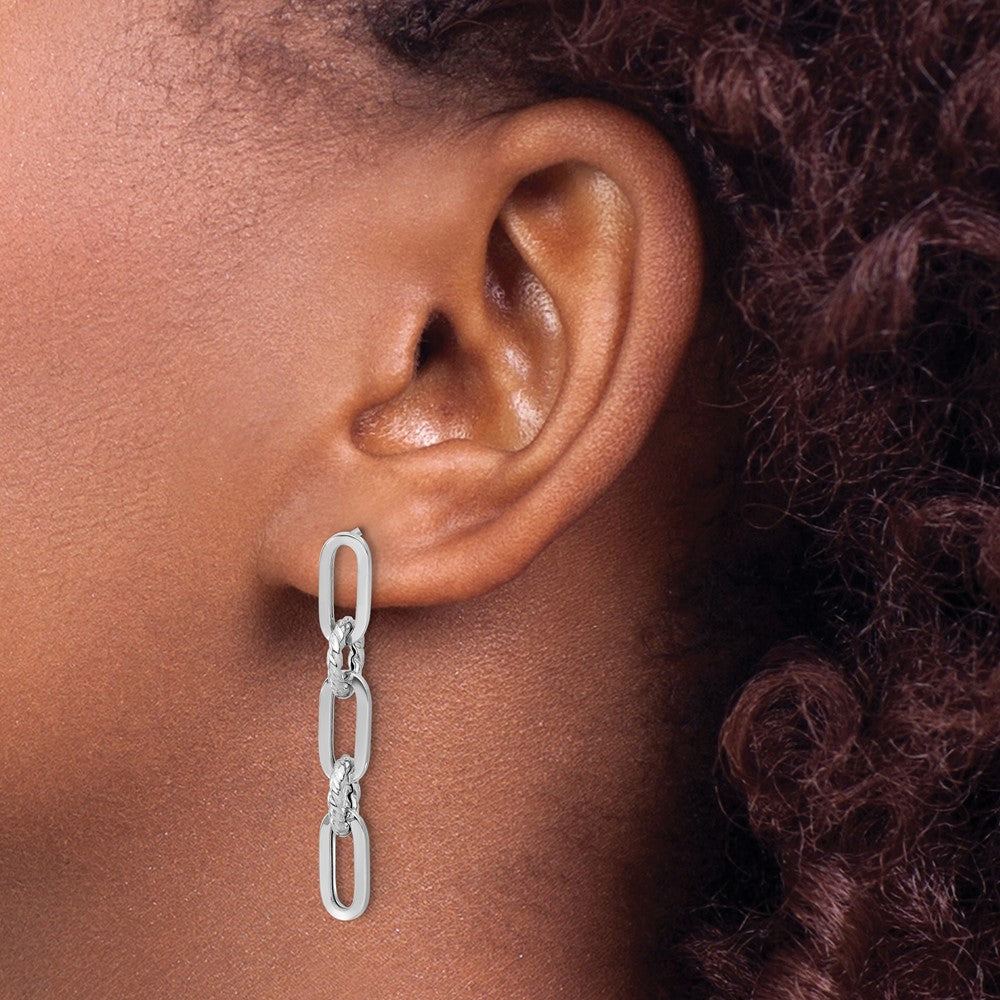 Buy Stylish 14K White Gold Twisted Chain Link Dangle Earrings, 1.5" Long