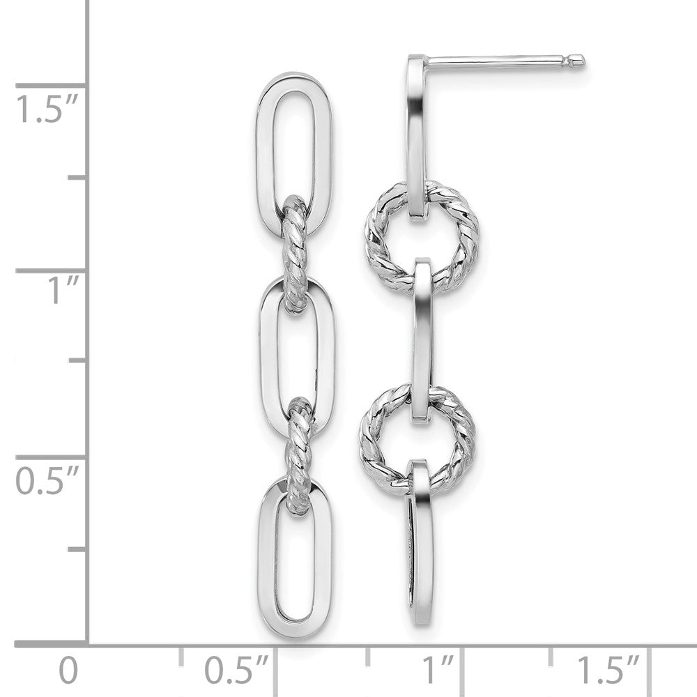 Buy Stylish 14K White Gold Twisted Chain Link Dangle Earrings, 1.5" Long