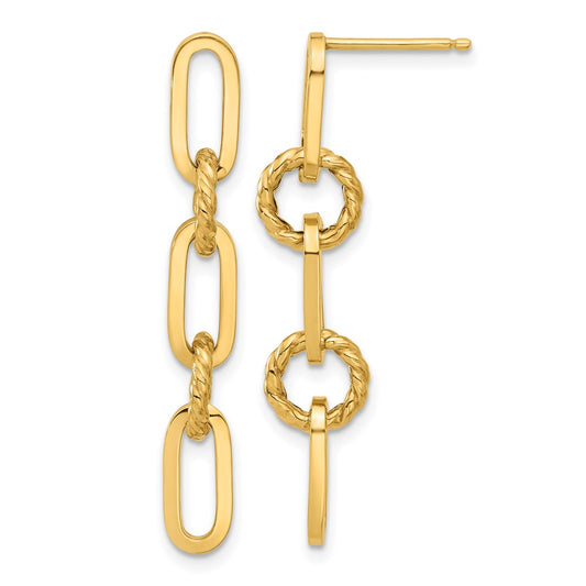 Buy Stylish 14K Gold Polished Chain Link Drop Earrings - Exclusive Value!