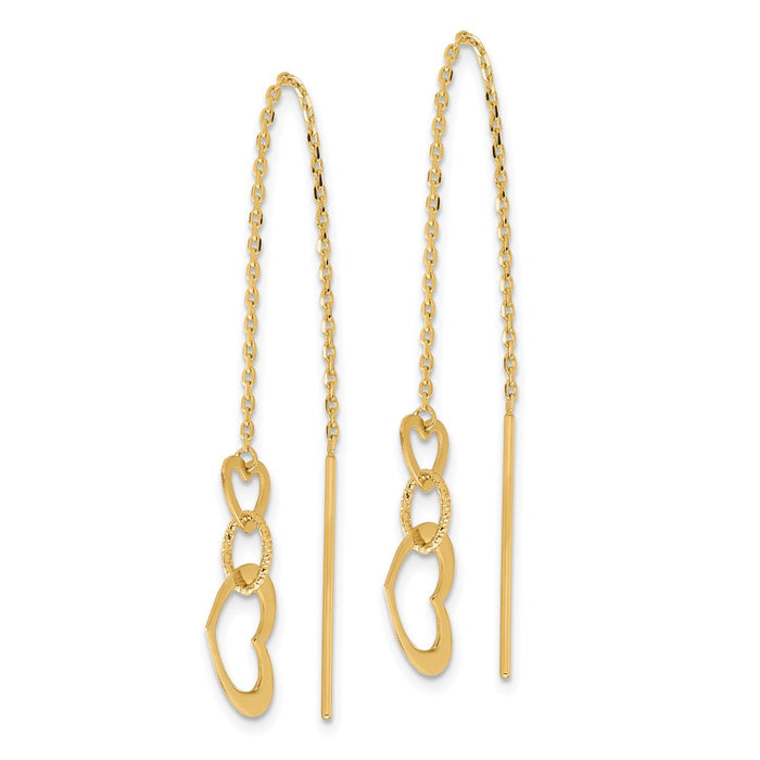 Buy Stylish 14K Gold Polished Heart Threader Earrings - Affordable Luxury-2