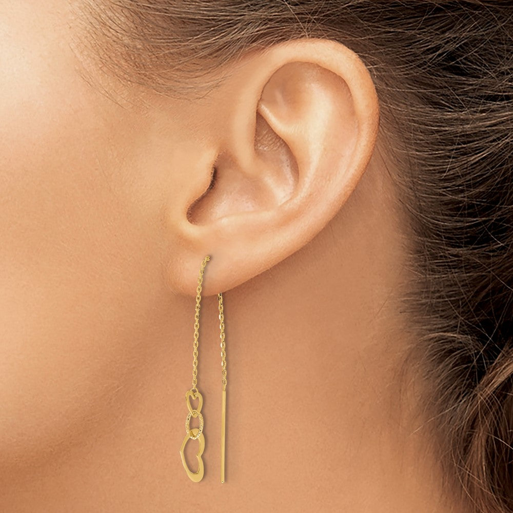 Buy Stylish 14K Gold Polished Heart Threader Earrings - Affordable Luxury