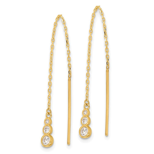 Shop Stylish 14K Gold Polished Threader Earrings with Cubic Zirconia - Luxury Value