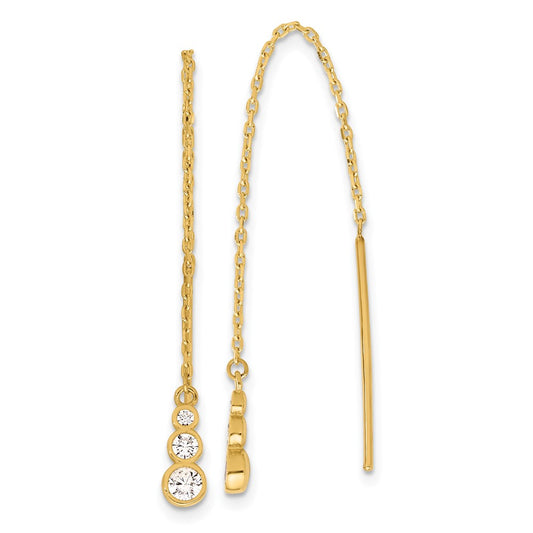 Shop Stylish 14K Gold Polished Threader Earrings with Cubic Zirconia - Luxury Value