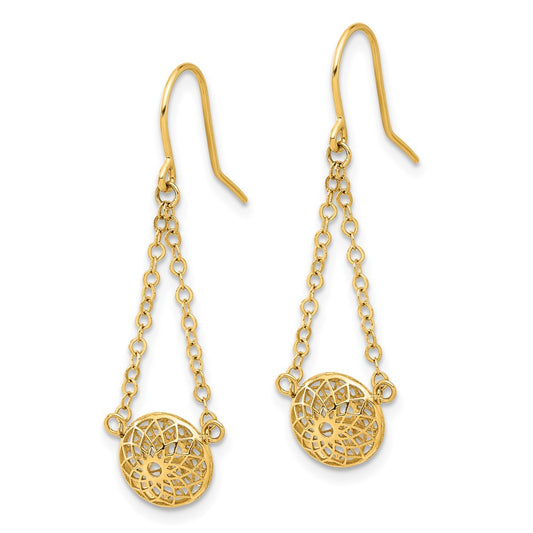 High-Quality 14K Gold Dangle Earrings - Stylish Hollow Cut-Out Design