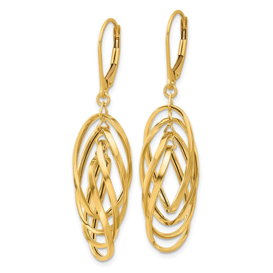 Shop 14K Gold Polished Oval Twisted Dangle Earrings - Stylish & Affordable!