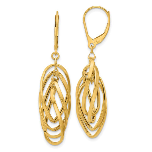 Shop 14K Gold Polished Oval Twisted Dangle Earrings - Stylish & Affordable!