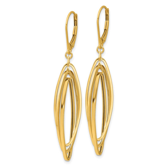 Exclusive 14K Gold Polished Twisted Oval Dangle Earrings - Stylish & Affordable
