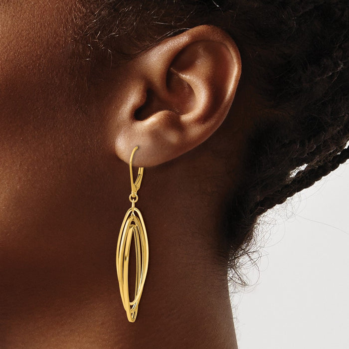Exclusive 14K Gold Polished Twisted Oval Dangle Earrings - Stylish & Affordable-3