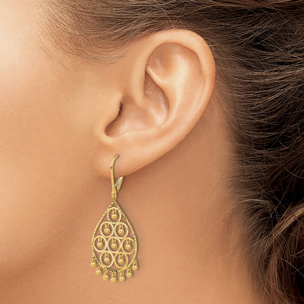 Exclusive 14K Gold Polished Diamond-Cut Chandelier Dangle Earrings