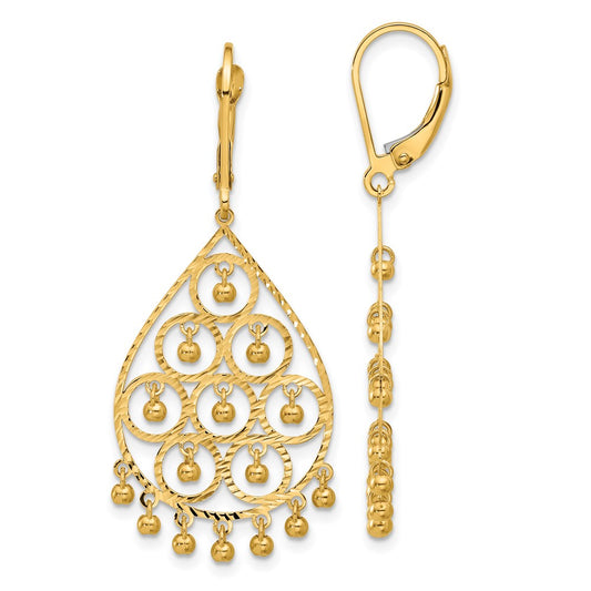 Exclusive 14K Gold Polished Diamond-Cut Chandelier Dangle Earrings