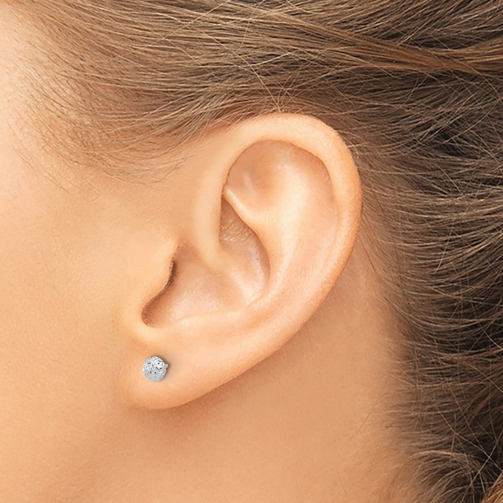 High-Quality 14K White Gold 4.5mm Polished & Diamond-Cut Earrings - Stylish Value!