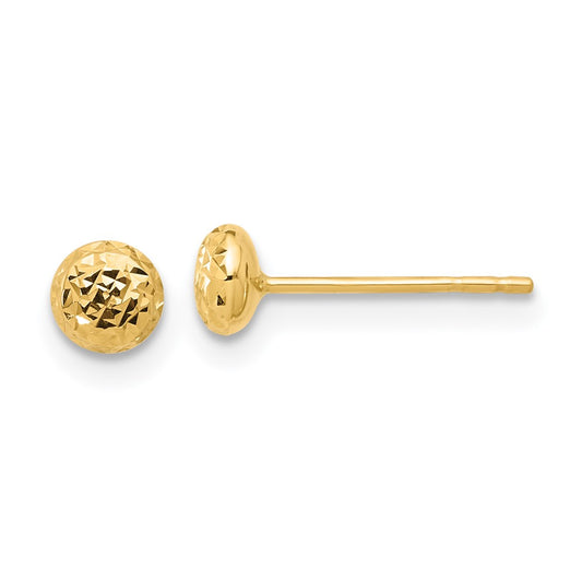 High-Quality 14K Polished Diamond-Cut 4.5mm Button Post Earrings - Affordable Luxury