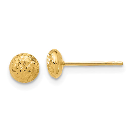 Buy Stylish 14K Polished Diamond-Cut Button Post Earrings - 5.5mm, Luxury Value