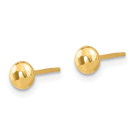 Buy Stylish 14K Polished Diamond-Cut 4.5mm Button Post Earrings - Luxury Value!