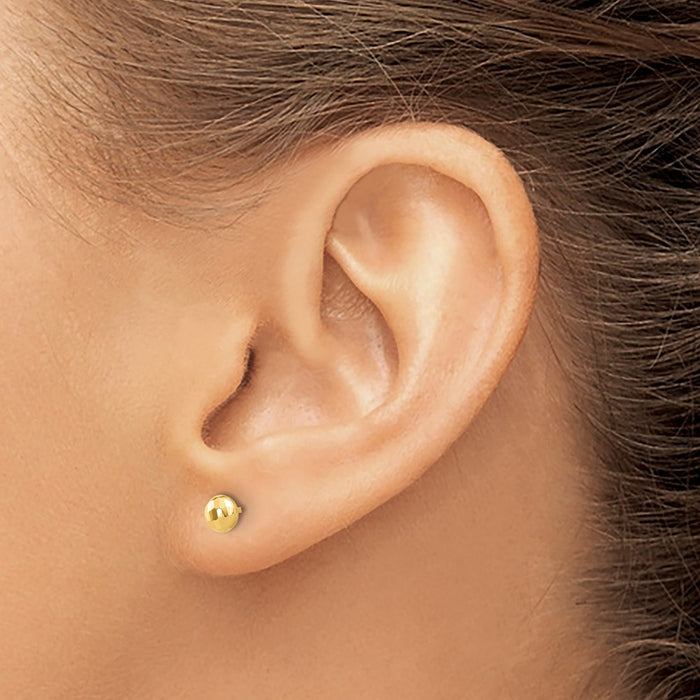 Buy Stylish 14K Polished Diamond-Cut 4.5mm Button Post Earrings - Luxury Value!-3
